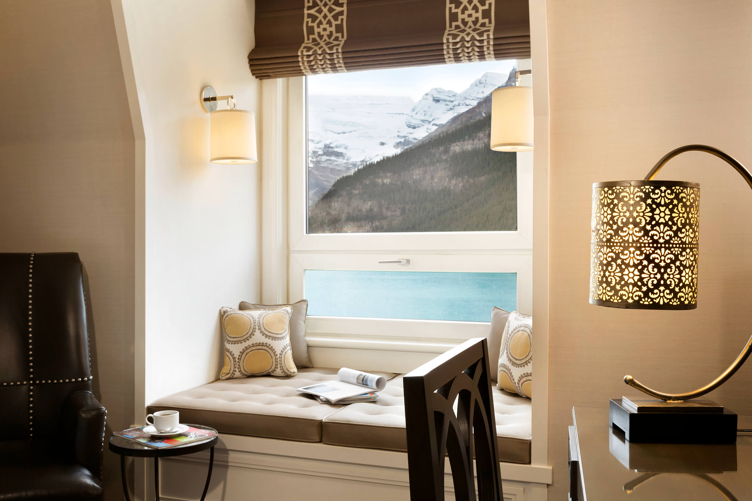 window nook overlooking lake louise