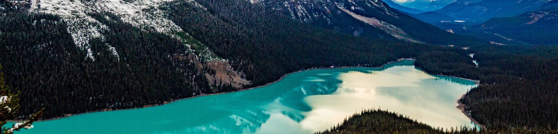 aerial of Peyto Lake