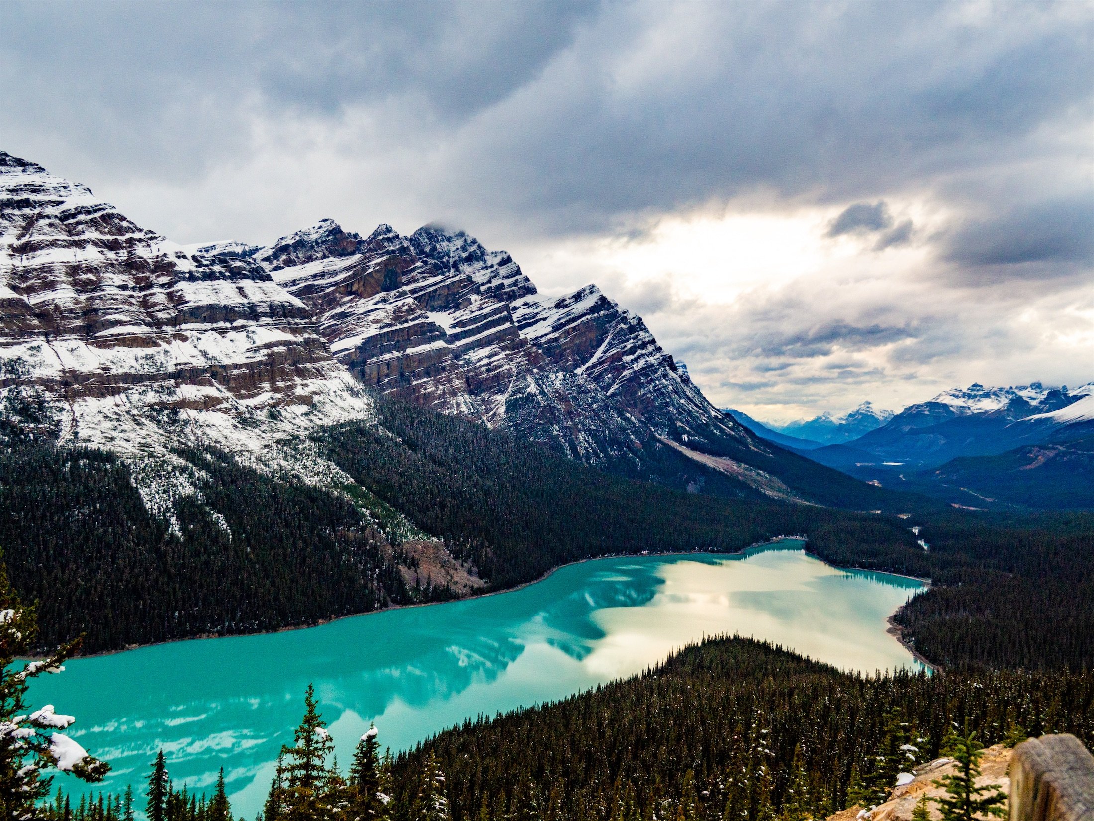 aerial of Peyto Lake