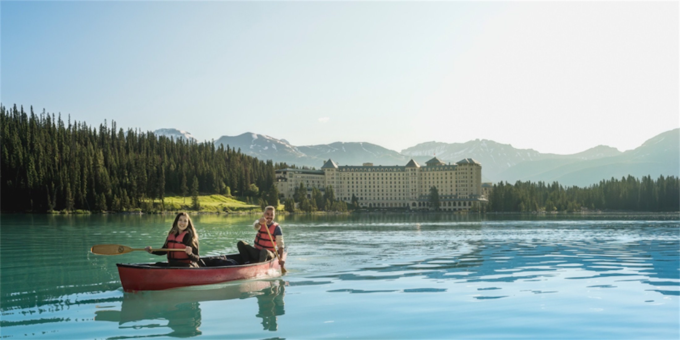 canoe on lake louise