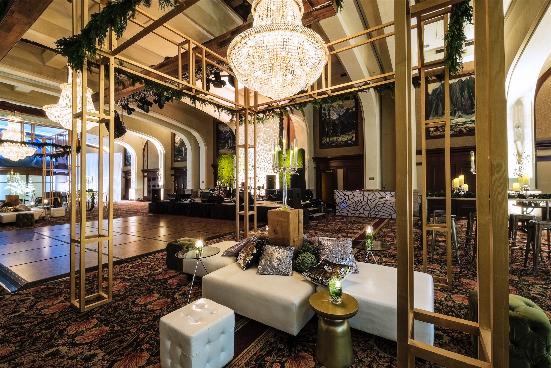 The interior of Fairmont Chateau Lake Louise social spaces
