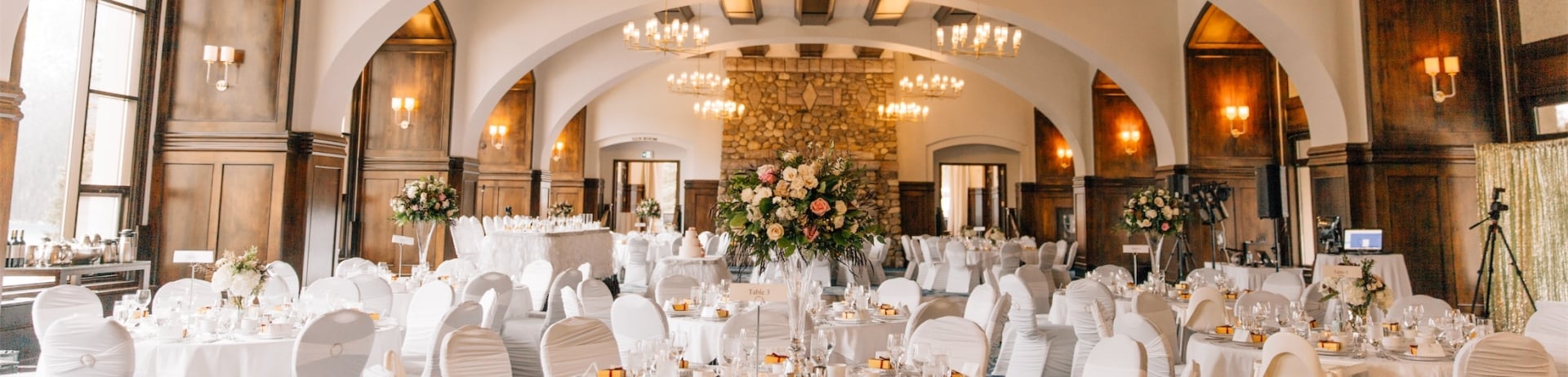 A large banquet hall at Chateau Lake Louise