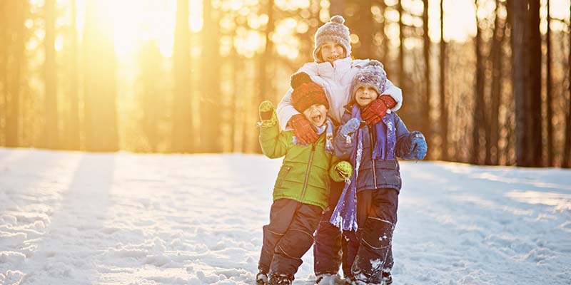 Kids outdoors in winter