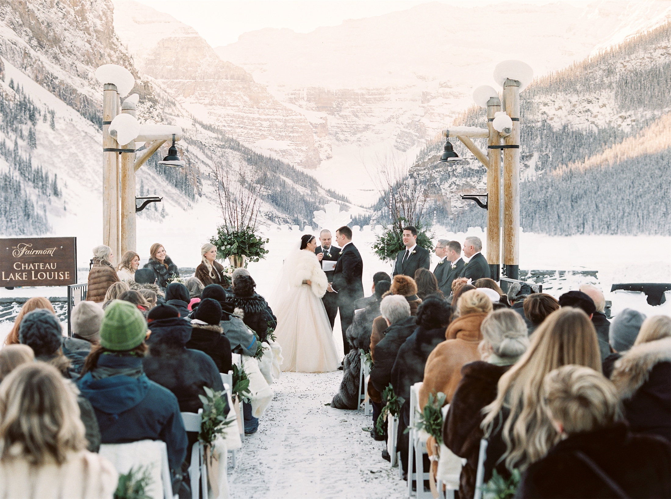 An outdoor wedding at Fairmont Chateau Lake Louise