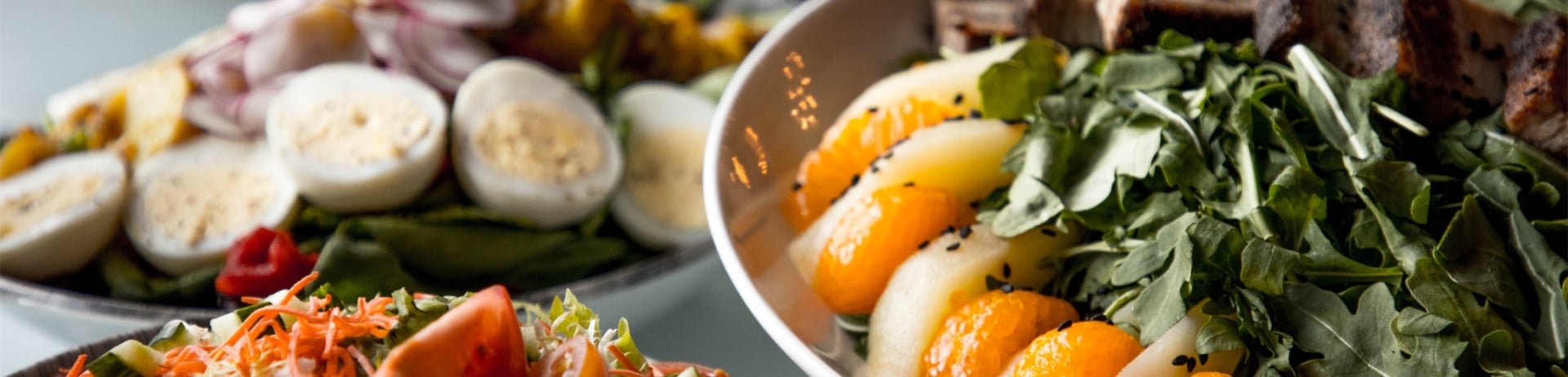 table scape of lunch foods
