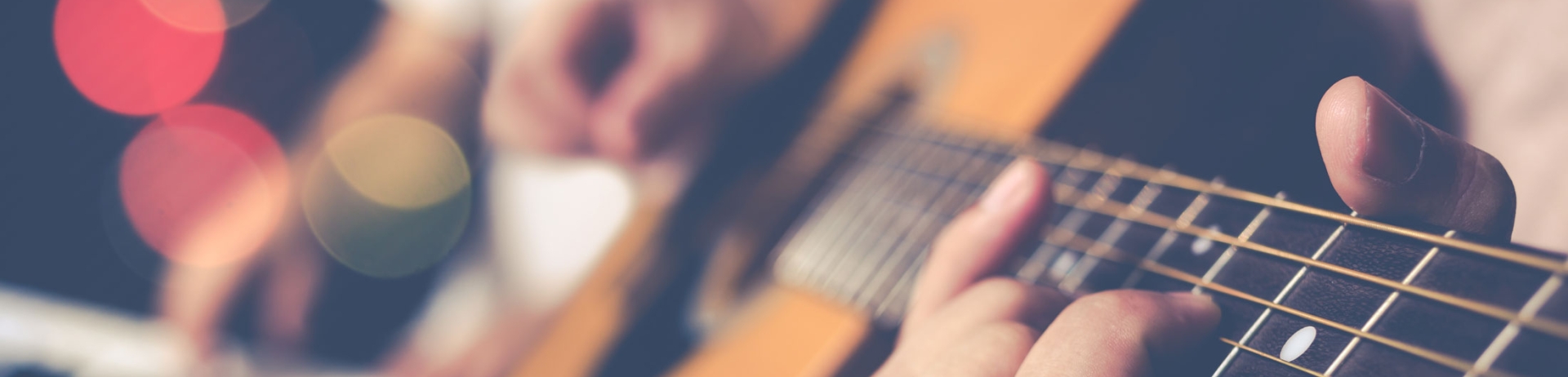 Close up of an acoustic guitar