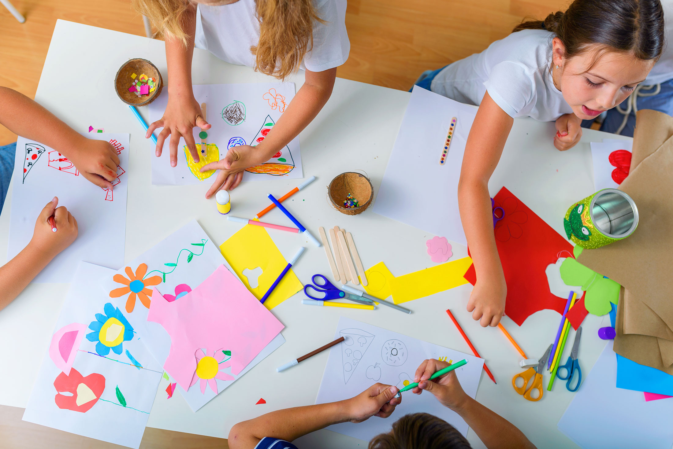 Children playing with arts and crafts