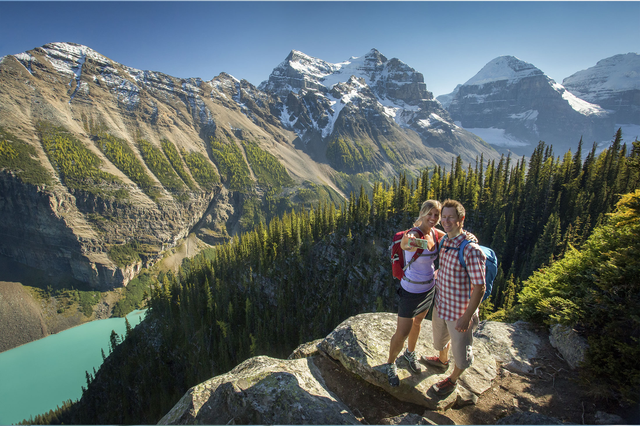 hiking up to little beehive, lake louise