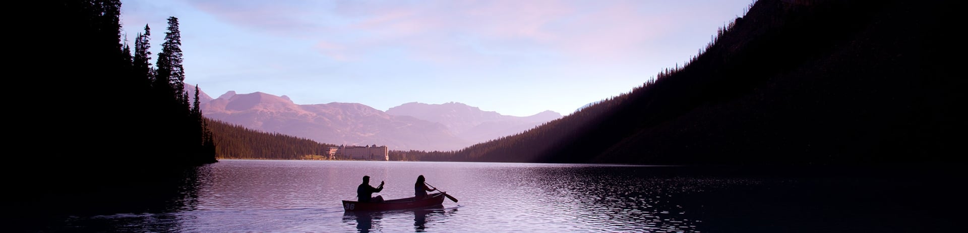 sunrise canoe on Lake Louise