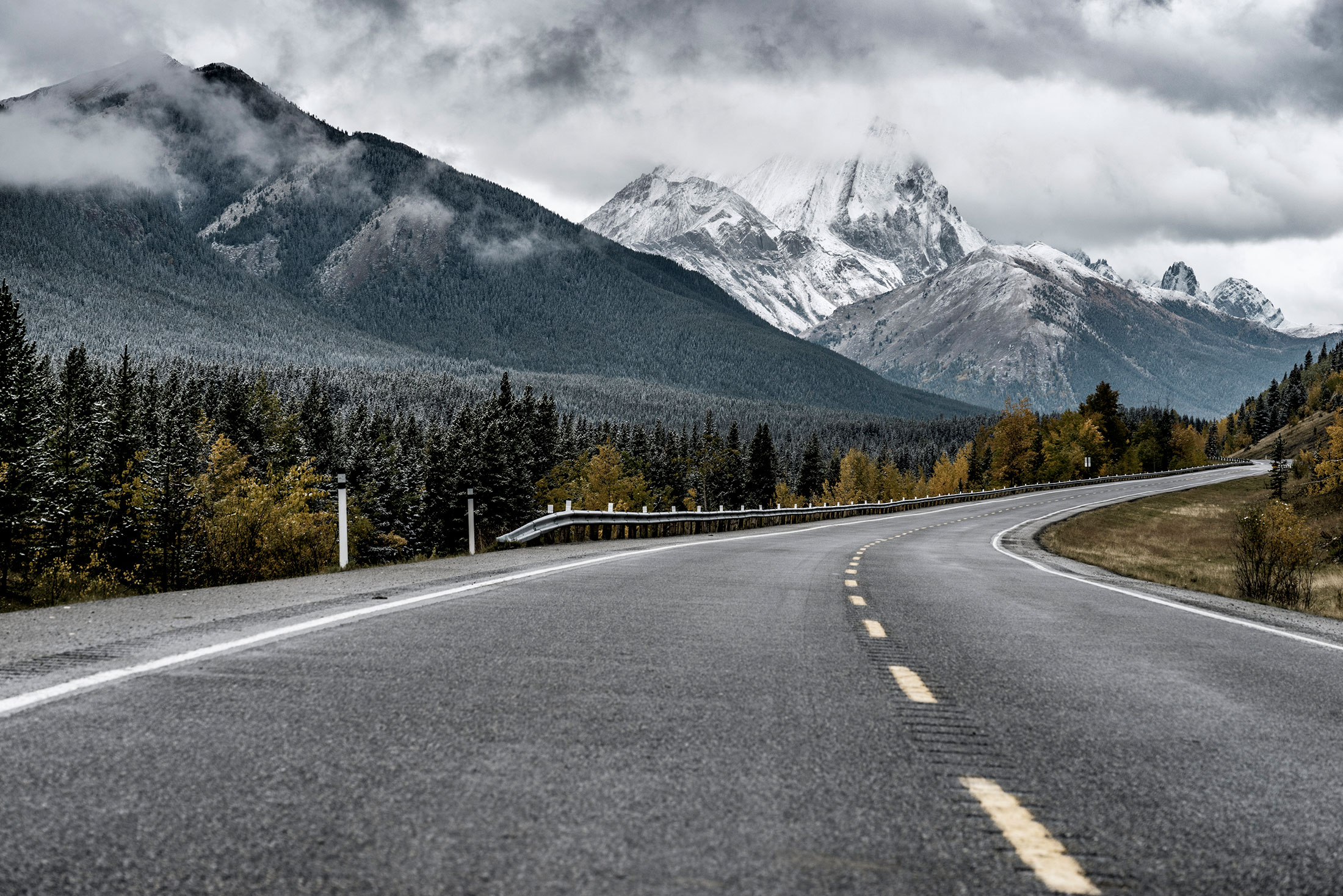 winding road though mountains during fall