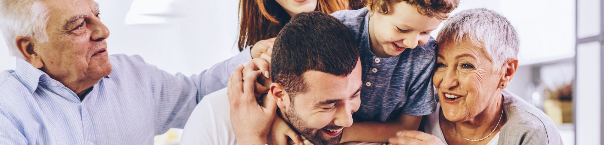 Multigenerational family laughing