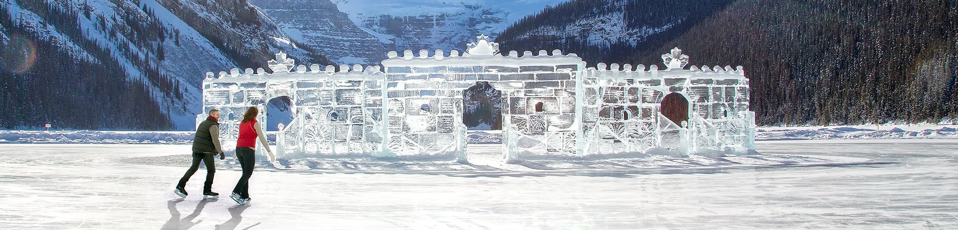 Glide over the frozen waters or Lake Louise and take a twirl around the Ice Castle