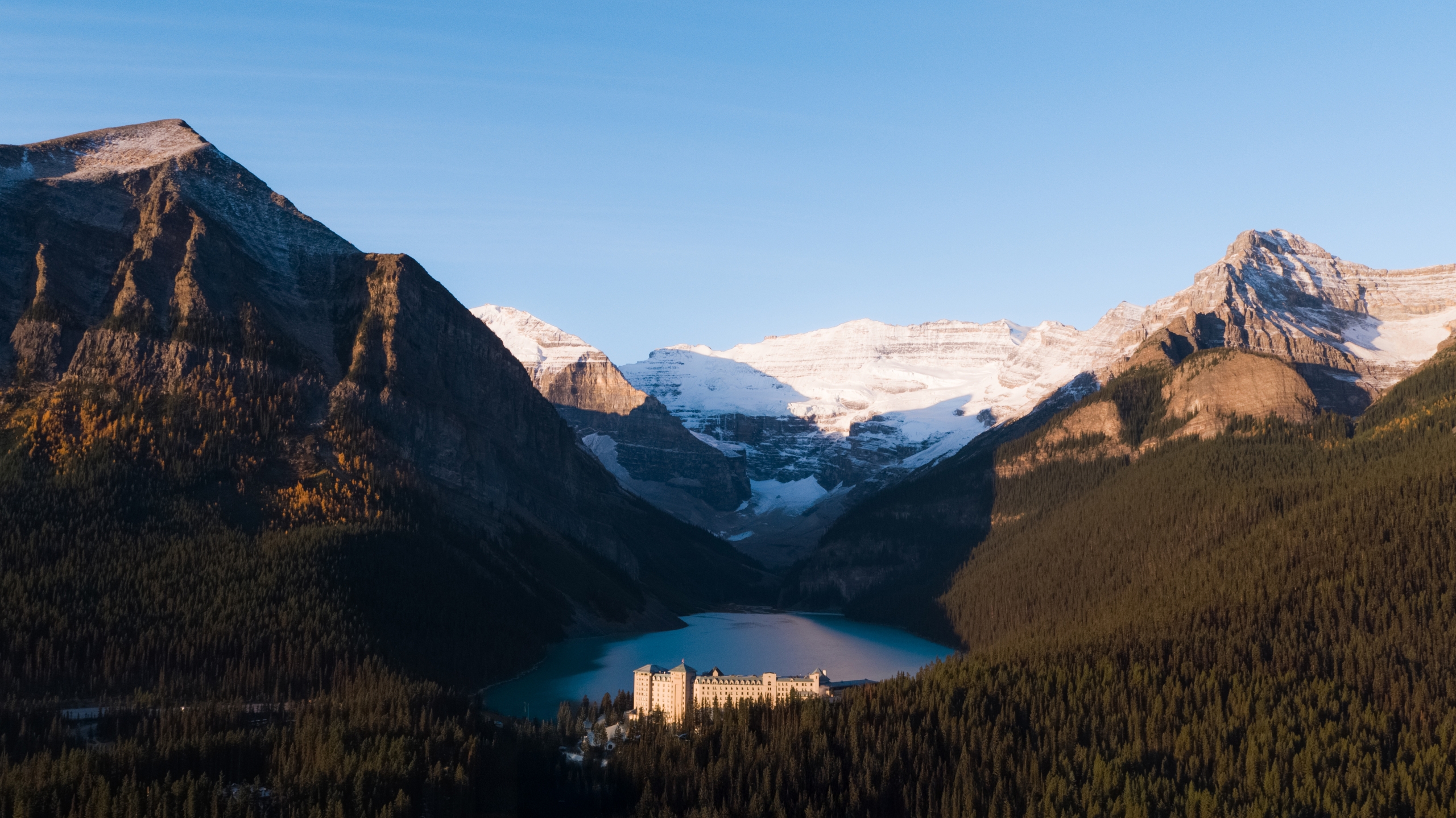 Aerial view of Fairmont Chateau Lake Louise