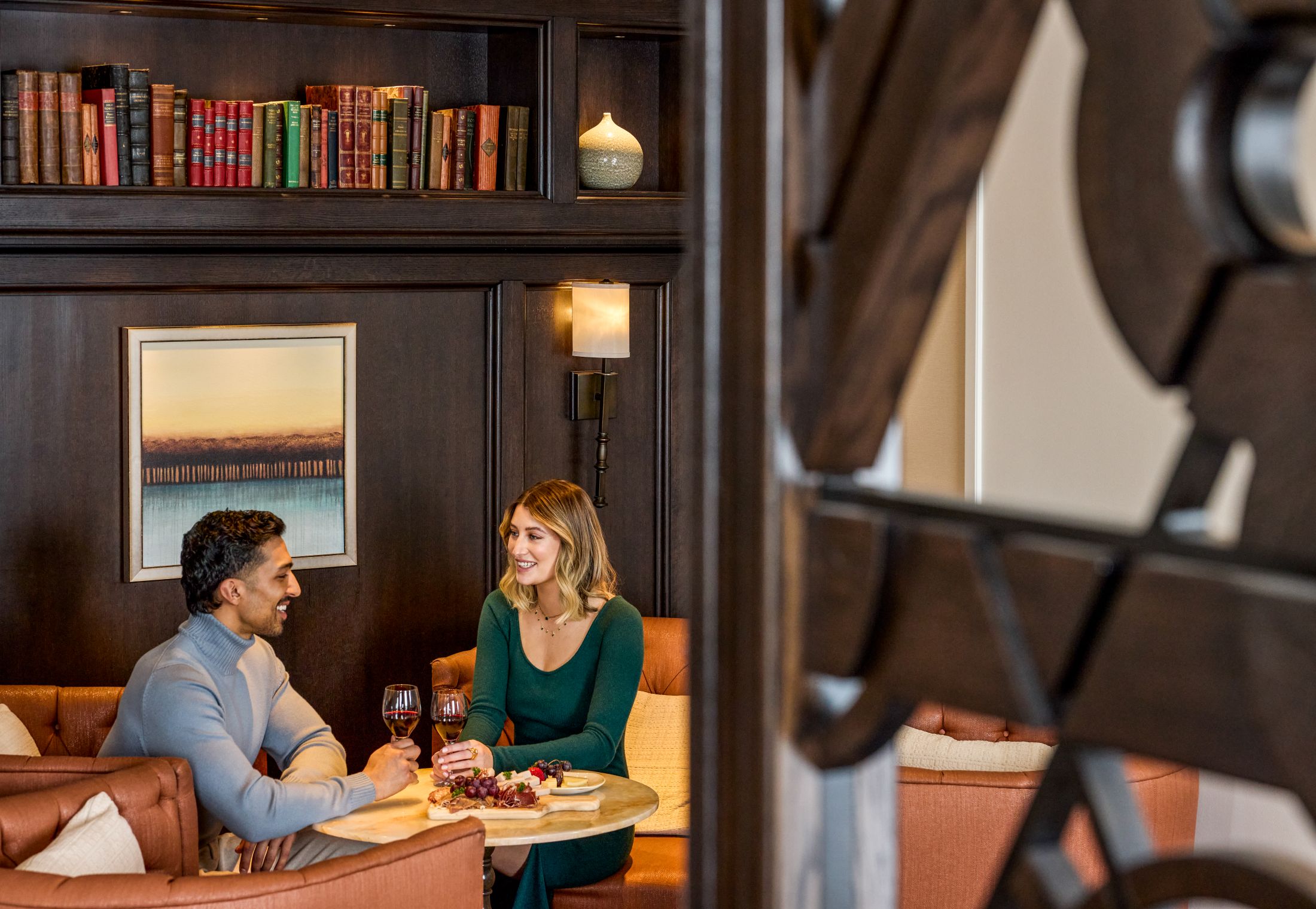A couple enjoying the Fairmont Gold Lounge